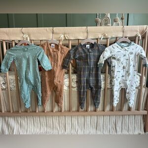 Gerber Baby Boys One Piece Sleeper Footie Pajamas - Sage, Tan, Gray, Cream 0-3